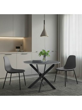 Τραπέζι Leix Intrahome mdf σε ανθρακί απόχρωση με πόδι μαύρο μέταλλο Φ100x75εκ INTRAPA-212111190