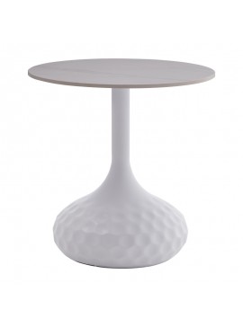 Βοηθητικό τραπέζι Fabron Inart λευκό sintered stone Φ50x52εκ