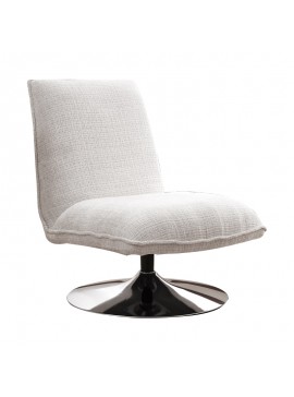 Πολυθρόνα Remona pakoworld περιστρεφόμενη κρεμ ύφασμα-πόδι χρωμίου 63x80x80εκ