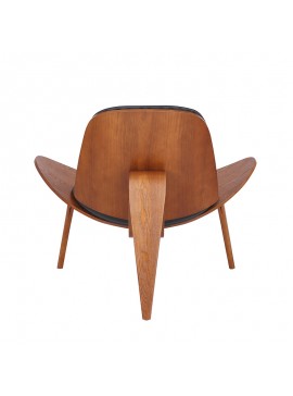 Πολυθρόνα Leir Intrahome PU μαύρο- plywood καρυδί 90x73x75εκ INTRAPA-217111126