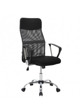 Καρέκλα γραφείου διευθυντή Joel pakoworld με ύφασμα mesh χρώμα μαύρο-γκρι 109-000002