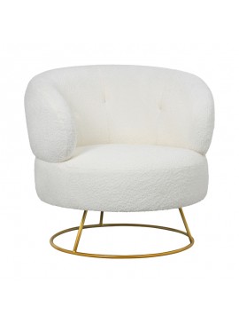 Πολυθρόνα Connie pakoworld κρεμ μπουκλέ ύφασμα-πόδι χρυσό μέταλλο 87x81x81εκ