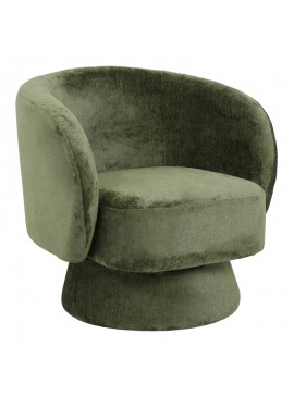 Πολυθρόνα περιστρεφόμενη Kreslo pakoworld ύφασμα σε χακί απόχρωση 78x81x77εκ