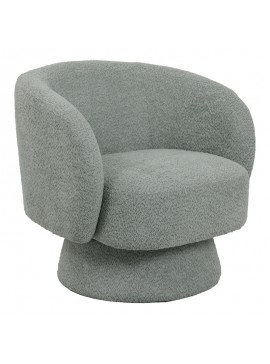 Πολυθρόνα περιστρεφόμενη Kreslo pakoworld μπουκλέ ύφασμα σε φυστικί απόχρωση 78x81x77εκ