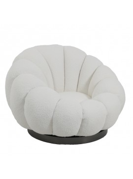 Πολυθρόνα περιστρεφόμενη Nester pakoworld μπουκλέ ύφασμα σε λευκό απόχρωση 98x97x69εκ