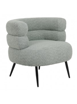 Πολυθρόνα Foleja pakoworld μπουκλέ ύφασμα σε φυστικί απόχρωση με μαύρα μεταλλικά πόδια 76x75x72εκ