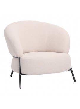 Πολυθρόνα Jennie pakoworld ύφασμα σε κρεμ απόχρωση με μαύρα μεταλλικά πόδια 84x84x71,5εκ