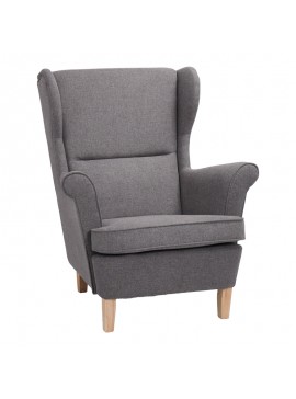 Πολυθρόνα - μπερζέρα Malei pakoworld ύφασμα σε γκρι απόχρωση-ξύλινα πόδια 85x93x100εκ