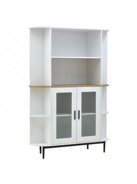 Βιτρίνα Xarvey Inart λευκό-φυσικό ξύλο 110x38x160εκ 115-000114