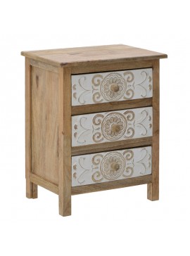 Συρταριέρα Inart 3-50-245-0017 ξύλο φυσικό-λευκό 50x32x61εκ