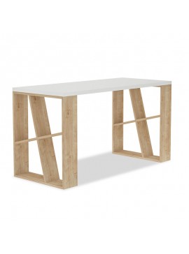 Γραφείο Honey pakoworld χρώμα λευκό - light oak 140x60x75εκ 119-001028
