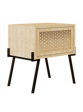 Κομοδίνο Hamer pakoworld μαύρο-φυσικό 48x34x51εκ 119-001093