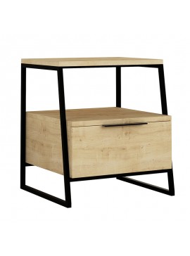 Κομοδίνο Johana pakoworld μαύρο-oak 45x40x50εκ 119-001163