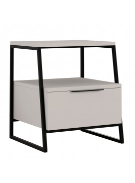 Κομοδίνο Johana pakoworld μαύρο-εκρού 45x40x50εκ 119-001164