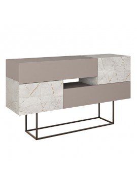 Μπουφές Roberta pakoworld μόκα-λευκό μαρμάρου 145x40x82εκ 119-001169