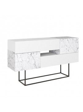 Μπουφές Roberta pakoworld μελαμίνης λευκό μαρμάρου 145x40x82εκ 119-001195