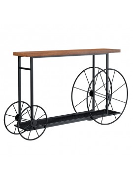 Κονσόλα Bike pakoworld χρώμα μαύρο-καρυδί 148x28x85εκ 120-000051