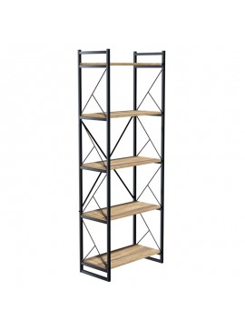 Βιβλιοθήκη Baker pakoworld καρυδί-μαύρο 66x34x180εκ 120-000330