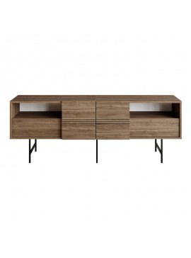 Έπιπλο τηλεόρασης Kevan pakoworld καρυδί-μαύρο πόδι 180x35x65εκ 120-000380