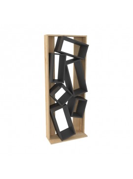Βιβλιοθήκη Jamey pakoworld φυσικό-ανθρακί 60x24x153,6εκ 120-000395