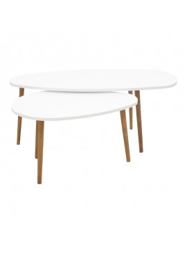 Τραπέζι σαλονιού Monty pakoworld 2 τεμ. σε απόχρωση λευκό-φυσικό 116x46x6εκ