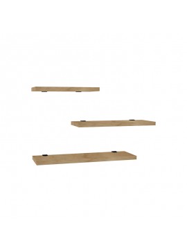 Ραφιέρα τοίχου Leila pakoworld σετ 3τεμ μελαμίνη σε φυσική απόχρωση
