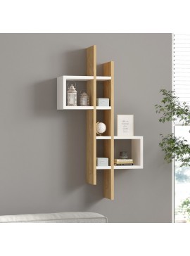 Ραφιέρα τοίχου Garel pakoworld σε oak-λευκή απόχρωση 53,8x19,6x108εκ