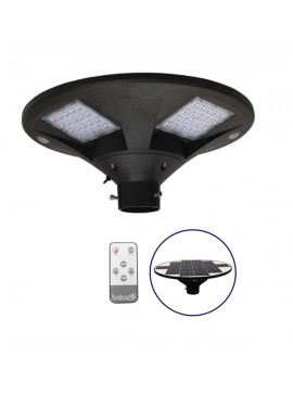 12112 GloboStar® GLOBOSTAR® PARK 12112 Φωτιστικό Κεφαλής Post Top Πλατείας/Πάρκου/Κήπου με Ασύρματο IR Χειριστήριο LED 25W 2000lm 120° με Ενσωματωμένο Φωτοβολταϊκό Panel 6V 20W & Επαναφορτιζόμενη Μπαταρία Li-ion 3.2V 24000mAh με Αισθητήρα Κίνησης-Ημέρας-Ν