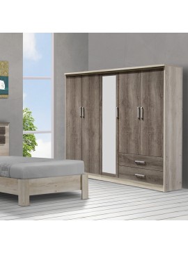 Ντουλάπα ρούχων πεντάφυλλη Nuis Intrahome χρώμα castillo-toro 198x57x183εκ INTRAPA-234111135
