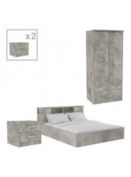 Intrahome Φοιτητικό πακέτο επίπλων υπνοδωματίου OLYMPUS B Intrahome σετ 4τεμ σε antique ανθρακί απόχρωση | SKU: INTRAPA-234111334