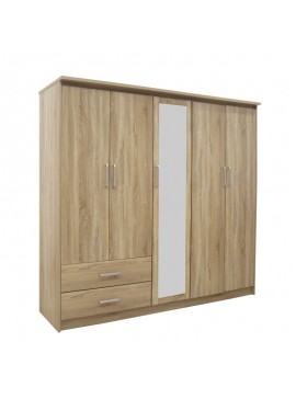 Ντουλάπα ρούχων πεντάφυλλη OLYMPUS pakoworld σε sonoma απόχρωση 198x57x183εκ
