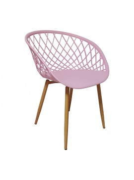 Καρέκλα Ezra I pakoworld PP ροζ-φυσικό πόδι 127-000074