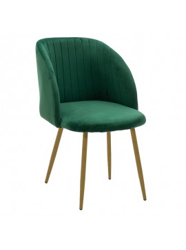 Πολυθρόνα Oasis pakoworld βελούδο σκούρο πράσινο-φυσικό πόδι 127-000096