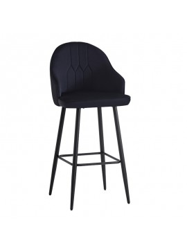 Intrahome Σκαμπό μπαρ Velva Intrahome βελούδο σε μαύρη απόχρωση 46x45x113εκ | SKU: INTRAPA-238111295