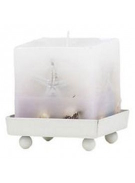Artekko Candle Κερί Παραφίνης Κύβος με Βάση Άσπρο/Μπλε (8x8x9)cm Artekko 127-2034