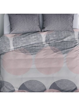 Σετ παπλωματοθήκη Leron Cotton Box 4 τμχ Διπλή (200x220) χρώμα γκρι