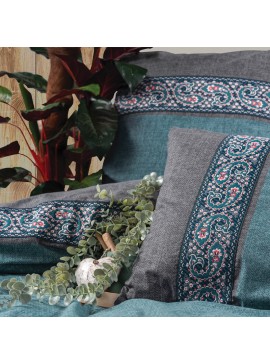 Σετ παπλωματοθήκη Ema Cotton Box 3 τμχ Μονή (160x220) χρώμα πετρόλ