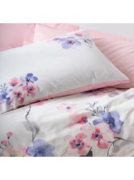 Σετ παπλωματοθήκη Jayda Cotton Box 3 τμχ Μονή (160x220) χρώμα ροζ - λευκό