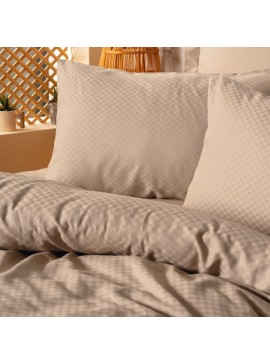 Σετ παπλωματοθήκη Plaid Cotton Box 4 τμχ Διπλή (200x220) χρώμα mink