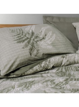 Σετ παπλωματοθήκη Frond Cotton Box 4 τμχ Διπλή (200x220) χρώμα χακί