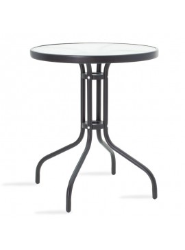 Τραπέζι Watson pakoworld μέταλλο μαύρο-γυαλί Φ60x70εκ