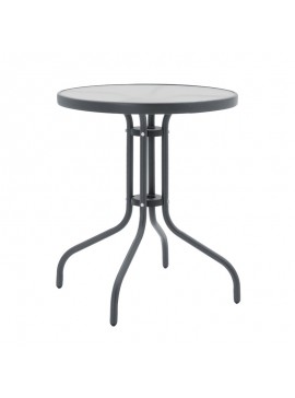 Τραπέζι Watson pakoworld μέταλλο ανθρακί-γυαλί Φ60x70εκ