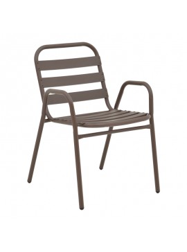 Πολυθρόνα Sussie pakoworld στοιβαζόμενη καφέ μέταλλο με φέτες αλουμινίου 45x62x76εκ