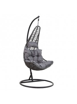 Κούνια Soleil pakoworld κρεμαστή μέταλλο-pp-μαξιλάρι γκρι 103x83x200εκ