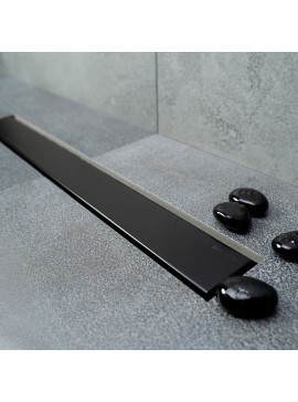 KARAG  CONFLUO PREMIUM Σιφόνι δαπέδου από μαύρο ανοξείδωτο ατσάλι Confluo FRAMELESS PESTAN 30cm KARAG-8600198371634