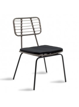 Καρέκλα Naoki pakoworld μέταλλο μαύρο-pe γκρι 140-000014