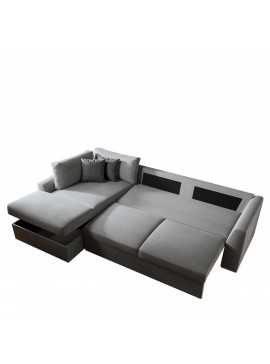 ArteLibre Καναπές Κρεβάτι Γωνιακός TEXAS Γκρι 300x198x86cm Arte-14190008