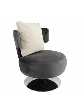 Πολυθρόνα ArteLibre PASSIFLORA Γκρι Σκούρο Ύφασμα/Μέταλλο 76x67x76cm