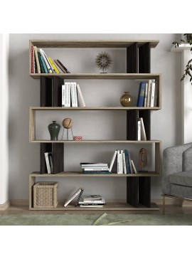 Βιβλιοθήκη ArteLibre Antipaxi Sonoma/Wenge Μοριοσανίδα/Μελαμίνη 122x26x159cm Arte-14410078