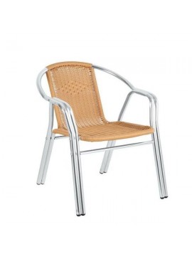 Πολυθρόνα ArteLibre Rattan Jupiter Μπεζ/Ασημί 58x64x67cm